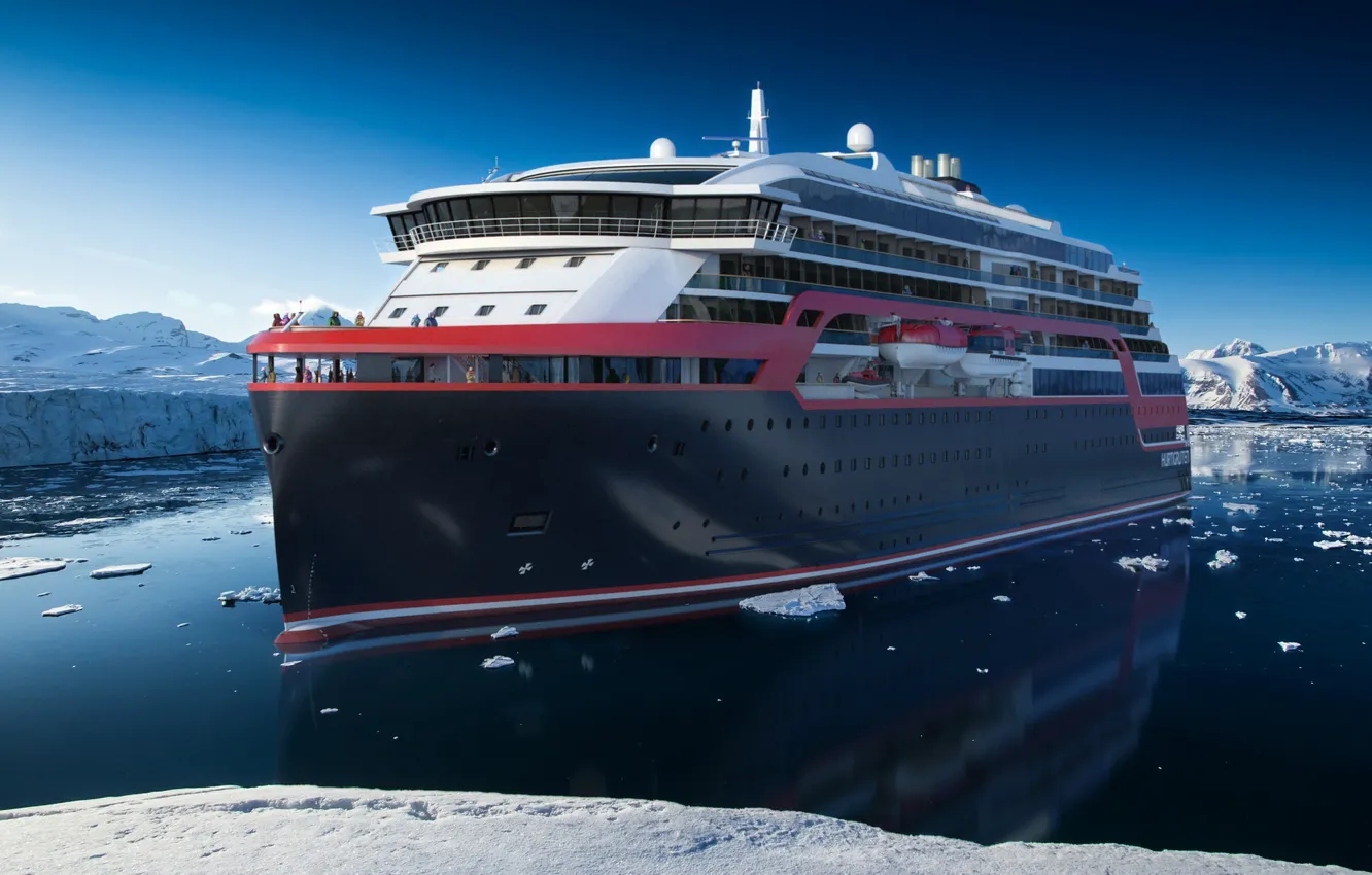 Фото обои Пассажирское судно, Passenger Vessel, Арктика, Hurtigruten, Hurtigruten Cruises, Бак, Пассажирский Лайнер, Cruise Lainer
