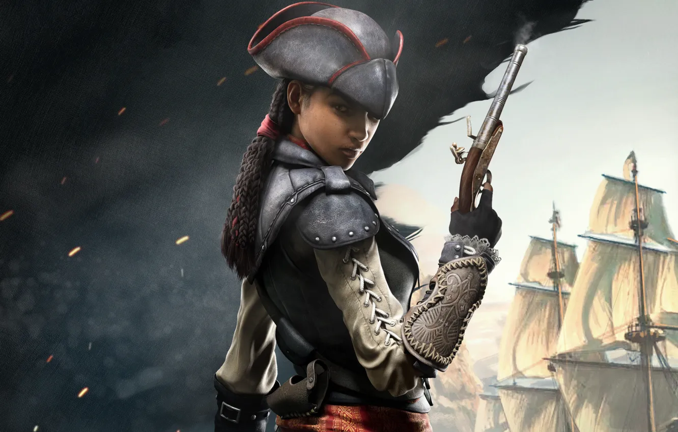 Фото обои девушка, пират, ассасин, Assassin's Creed IV: Black Flag, эвелина