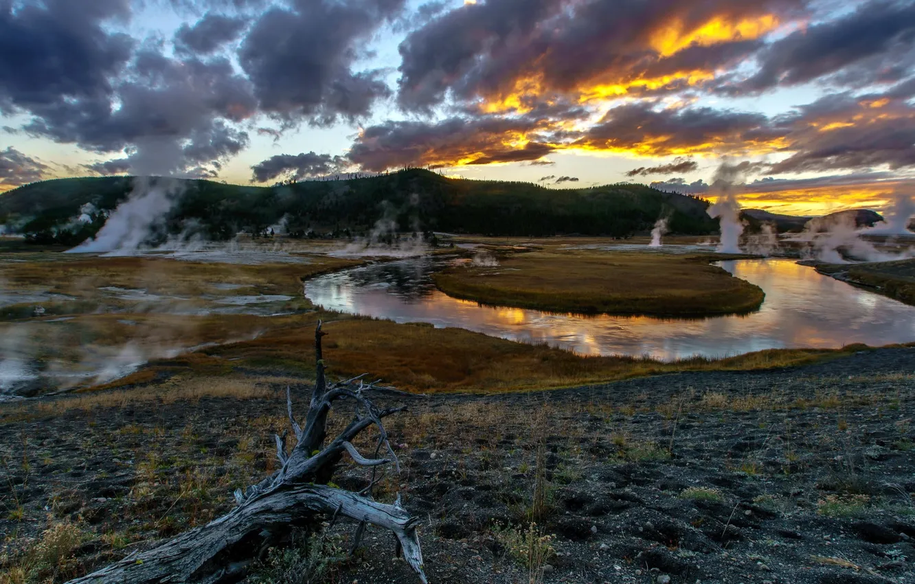 Фото обои Sunset, Apocalypse Now, Yellowstone national park