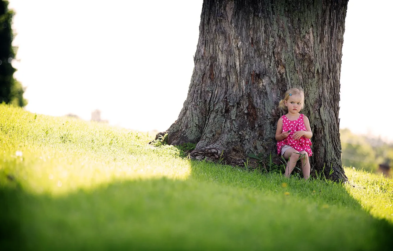 Фото обои дерево, настроение, девочка