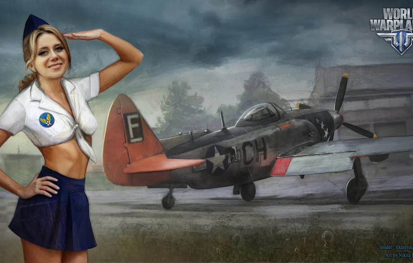 Фото обои девушка, самолет, girl, aviation, авиа, MMO, Wargaming.net, World of Warplanes