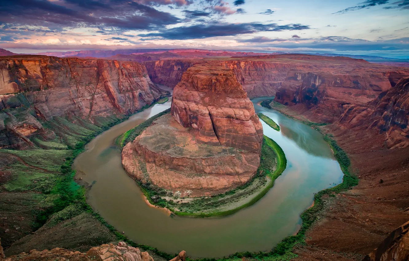Фото обои река, Колорадо, каньон, Аризона, США, штат, Подкова (Хорсшу-Бенд)