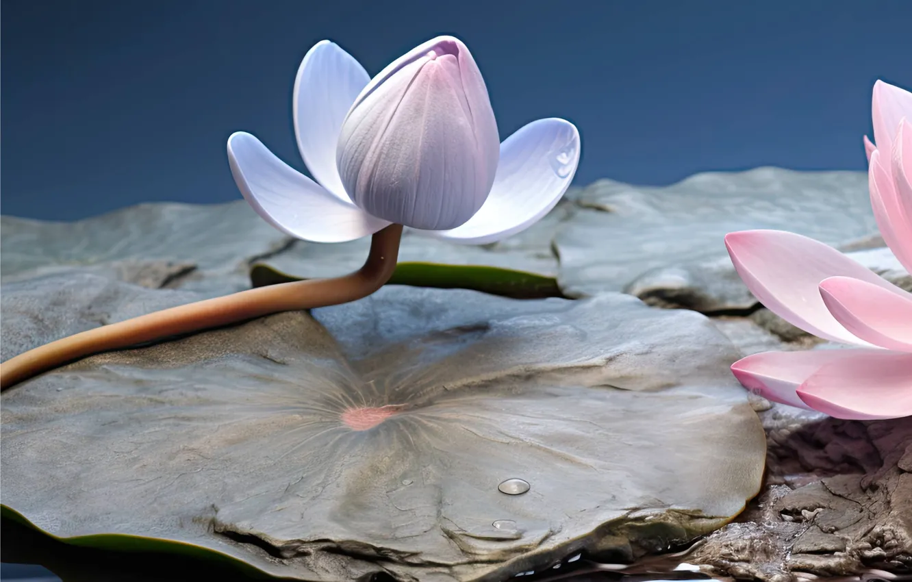 Фото обои flower Lotus leaves, petals, garden, nature, bloom