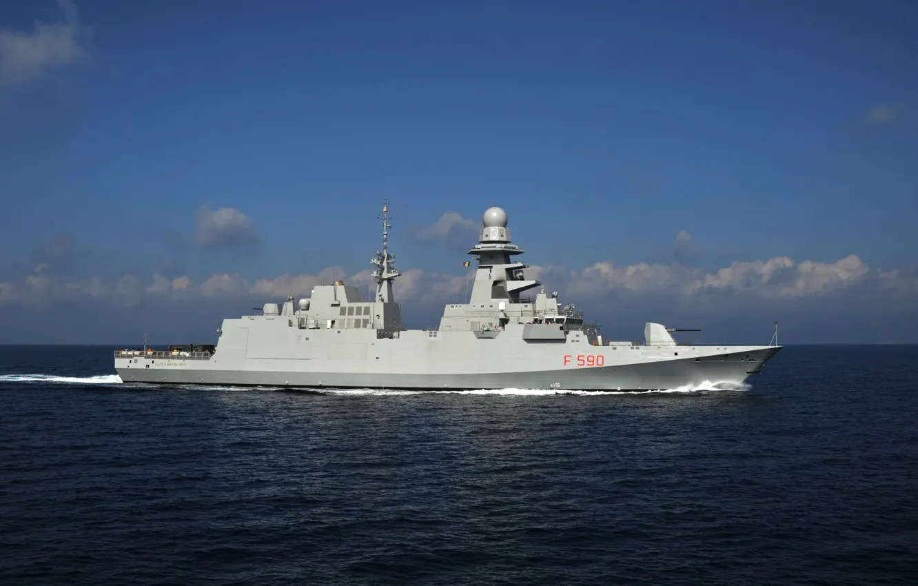 Фото обои cloud, warship, flag, kumo, frigate, Carlo Bergamini, FREMM class, Aquitaine class