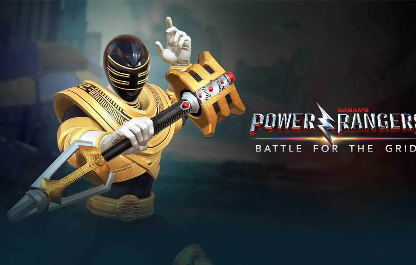 Фото обои game, armor, weapon, warrior, Power Rangers, staff, Zeo, gold ranger