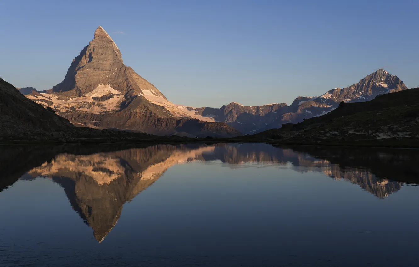 Фото обои горы, озеро, Швейцария, Riffelsee