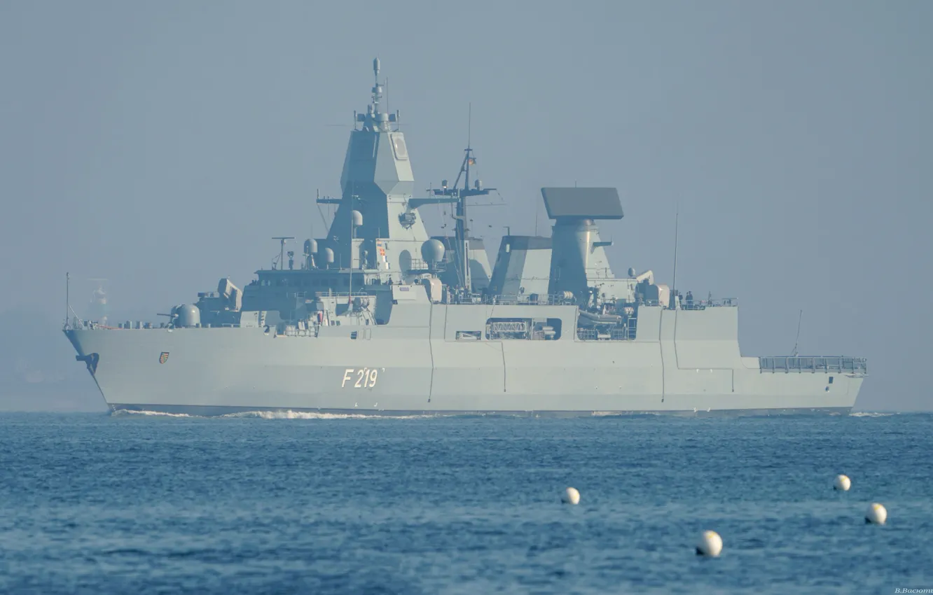 Фото обои фрегат, ВМС Германии, FGS Sachsen