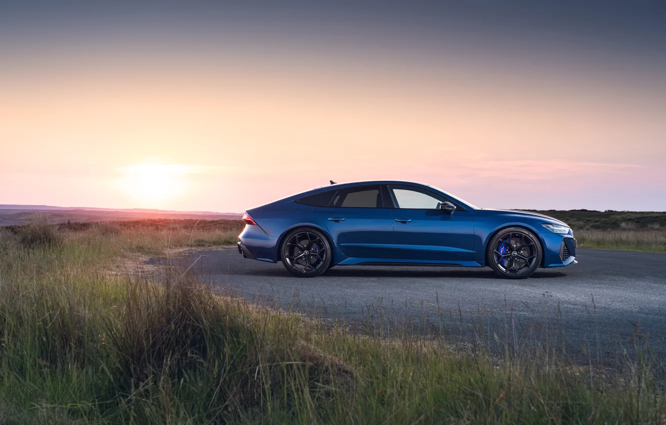 Фото обои Audi, blue, RS 7, side view, Audi RS7 Sportback Performance