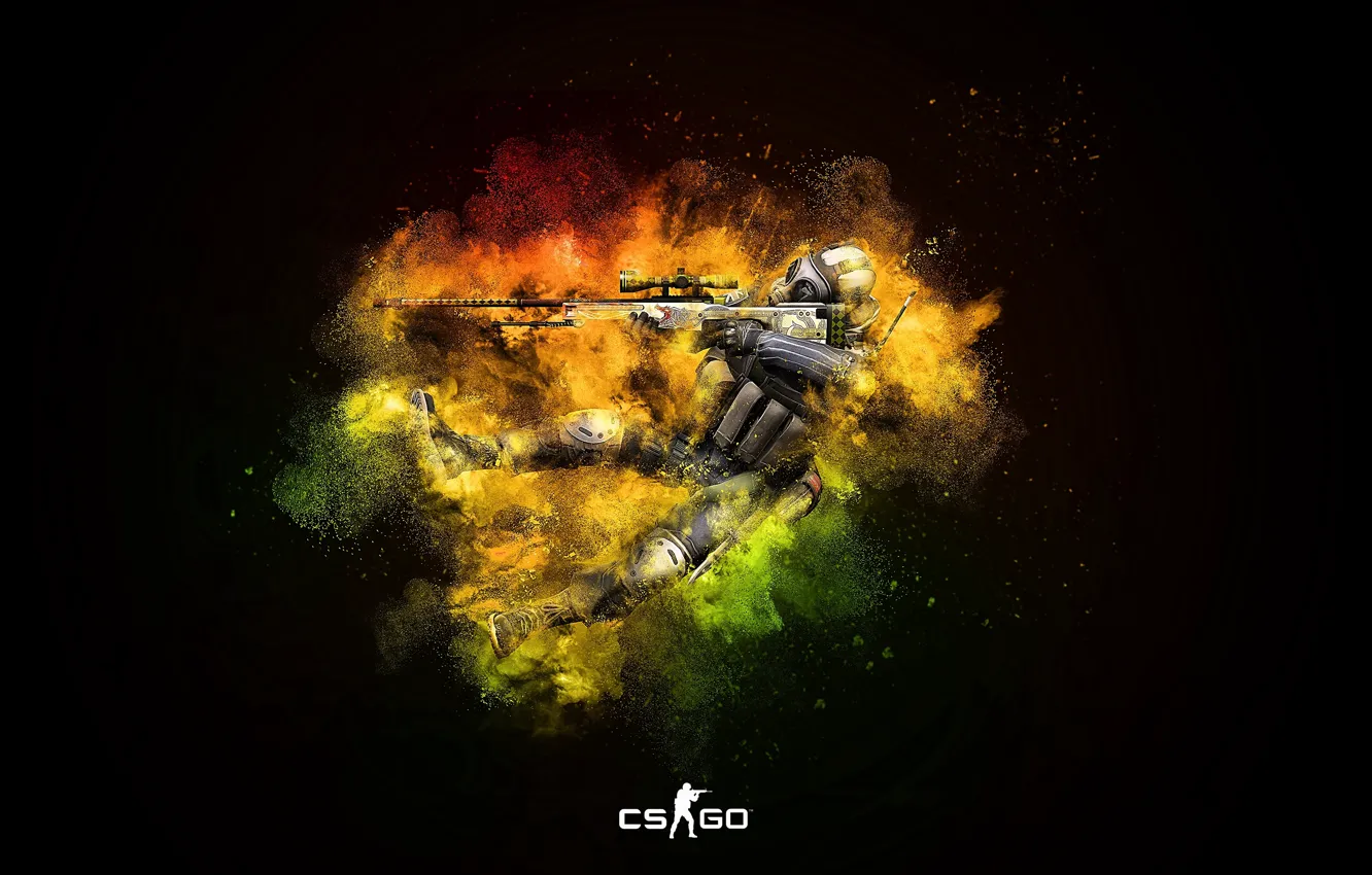 Фото обои игра, черный фон, контра, Counter Strike, black background, CSGO, Global Offensive, Контр Страйк