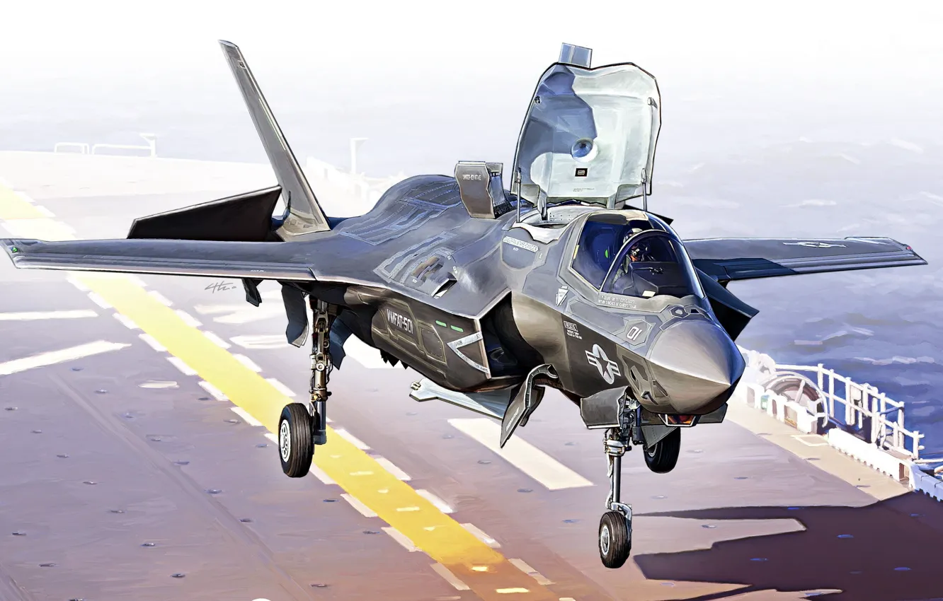 Фото обои США, F-35 Lightning II, Боевой самолёт, Палубная авиация