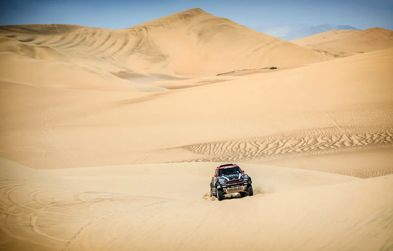 Фото обои Песок, Mini, Пыль, Спорт, Пустыня, Скорость, Гонка, Rally