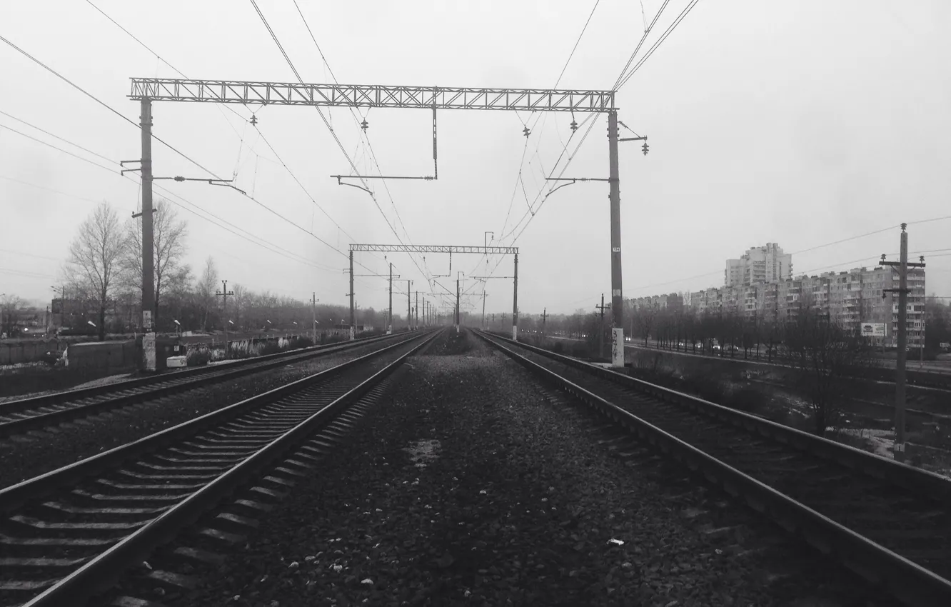 Фото обои рельсы, железная дорога, санкт-петербург