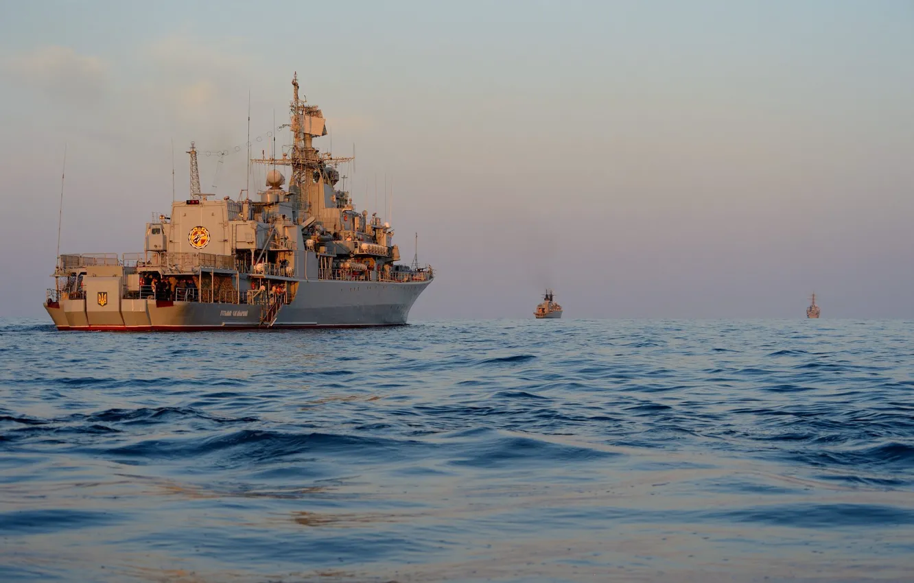 Фото обои ВМФ, учения, фрегат, украина, гетман сагайдачный