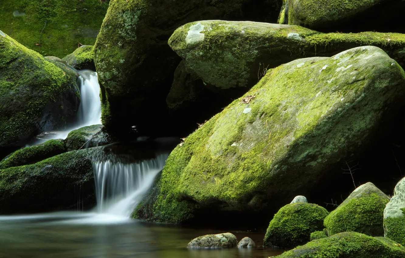 Фото обои природа, камни, водопад