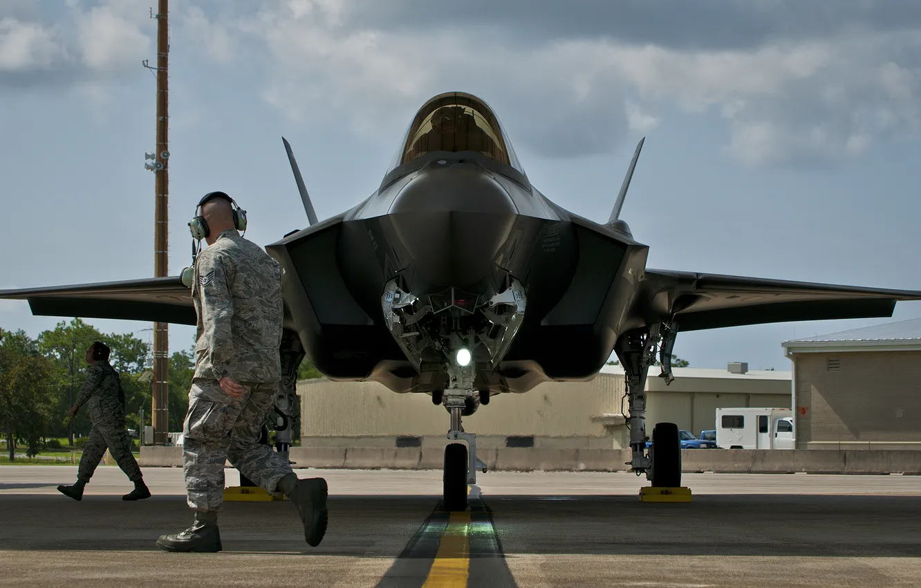 Фото обои ВВС США, Lightning II, F-35, Истребителей-бомбардировщик