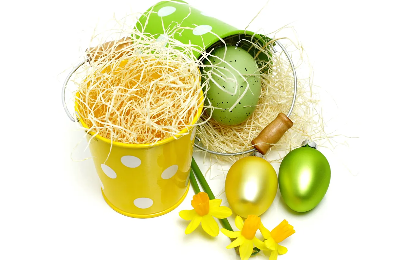 Фото обои яйца, пасха, flowers, крашеные, eggs, easter, daffodils