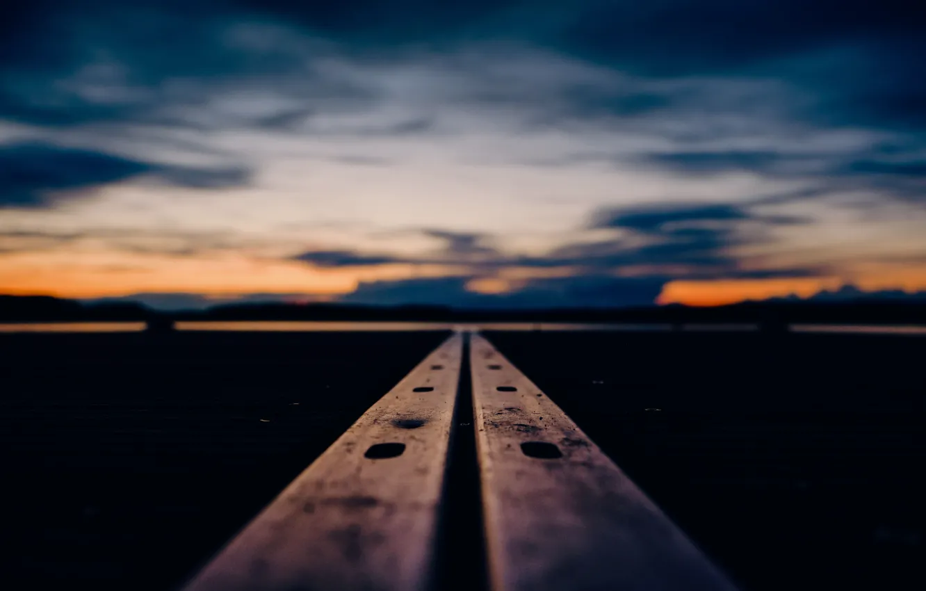 Фото обои twilight, sunset, clouds, lake, lines, hills, dusk, silhouettes