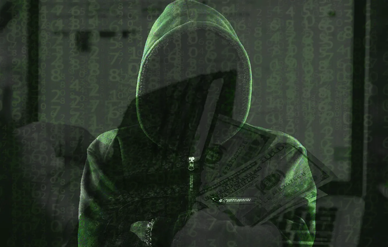 Фото обои matrix, man, anonymous, hood, hacker