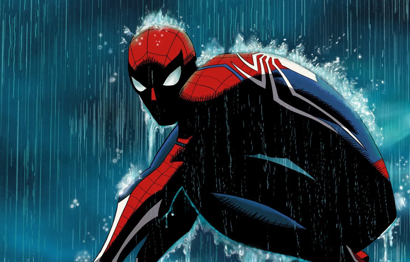 Фото обои Rain, Marvel, Comics, Peter Parker, Spider Man