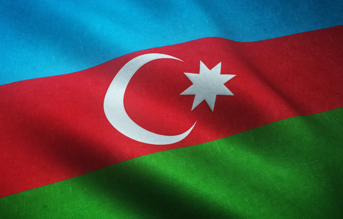 Фото обои flag, azerbaijan, moon star