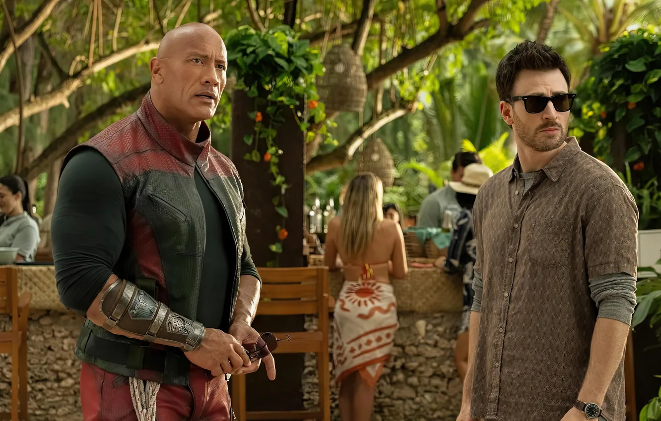 Фото обои кадр, фэнтези, актёры, Дуэйн Джонсон, Dwayne Johnson, Крис Эванс, Chris Evans, Red One