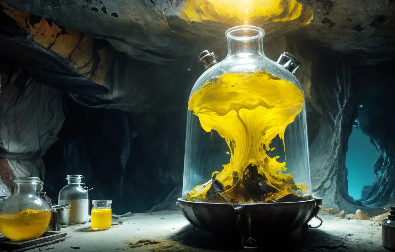 Фото обои пещера, лаборатория, эксперимент