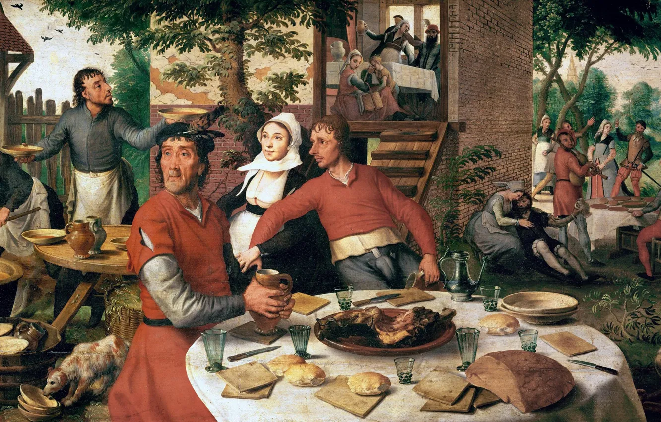 Фото обои картина, жанровая, 1550, Питер Артсен, Pieter Aertsen, Крестьянский Праздник
