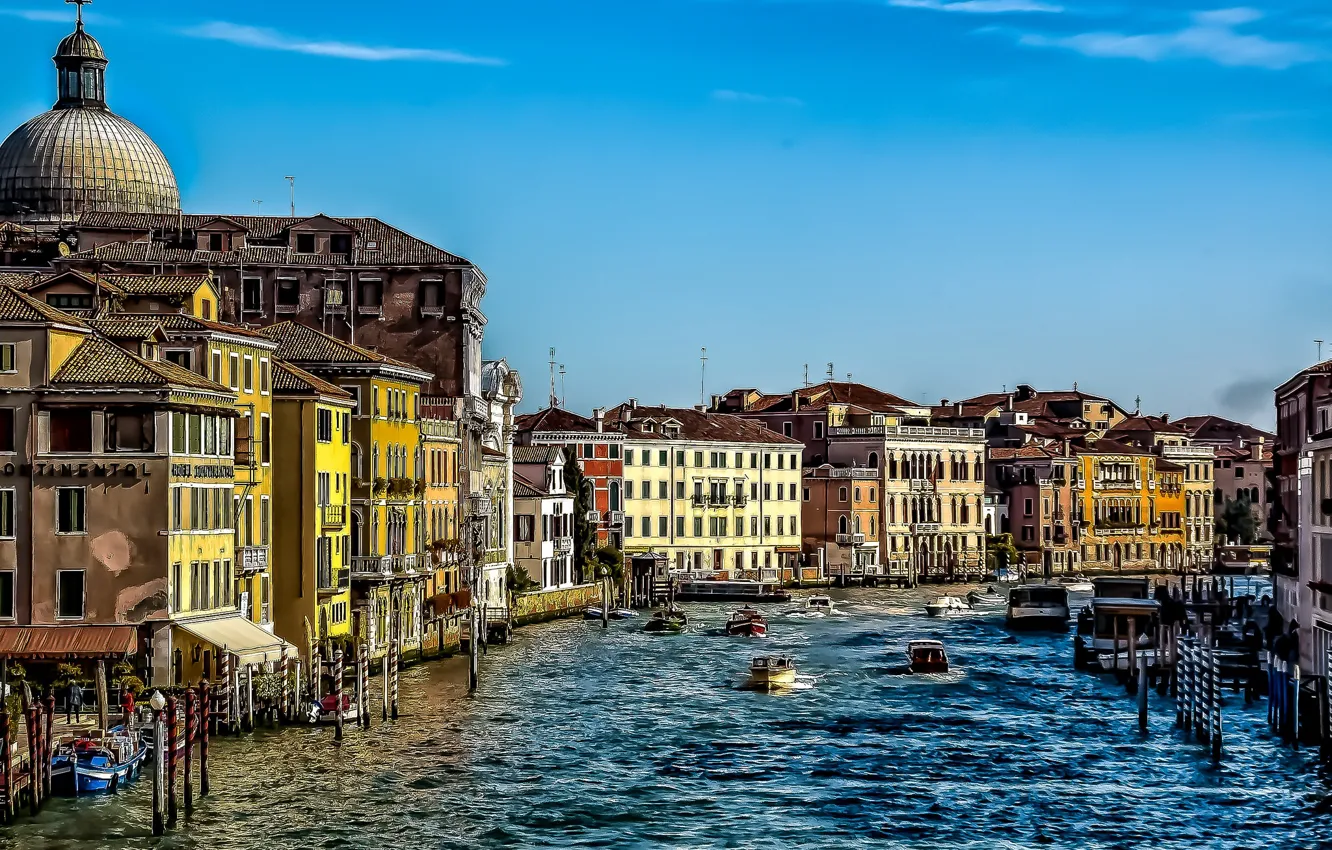 Фото обои вода, Италия, Венеция, собор, канал