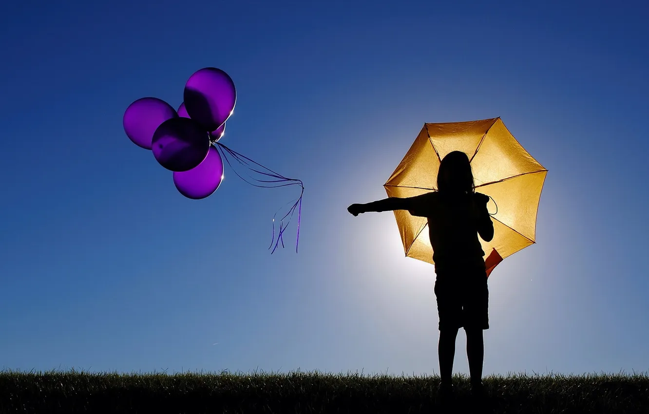 Фото обои свет, настроение, шары, зонт