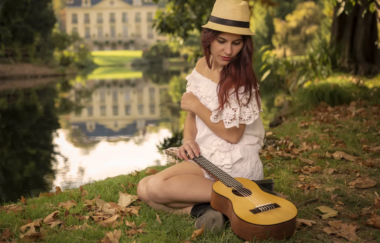 Фото обои девушка, музыка, гитара