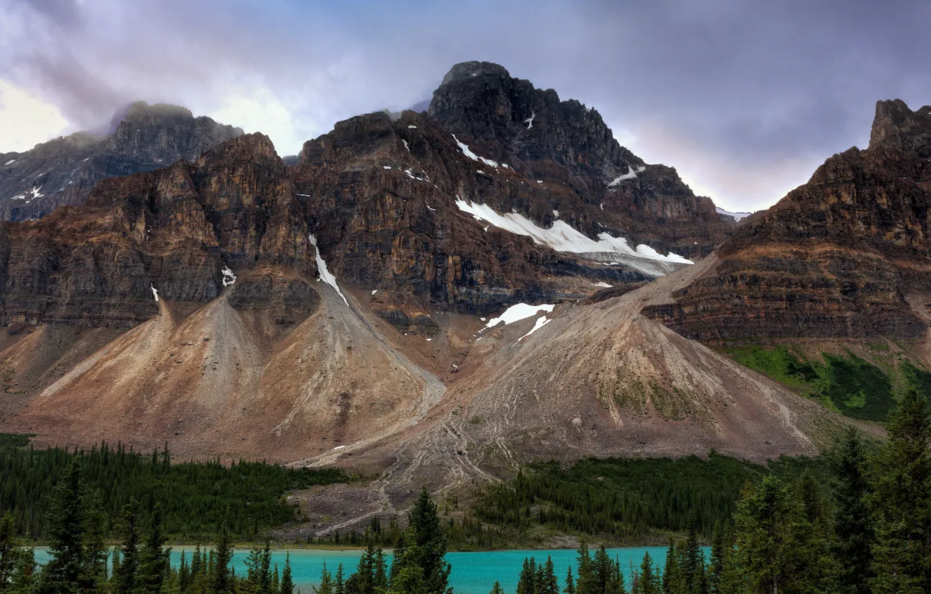 Фото обои горы, озеро, Канада, Alberta
