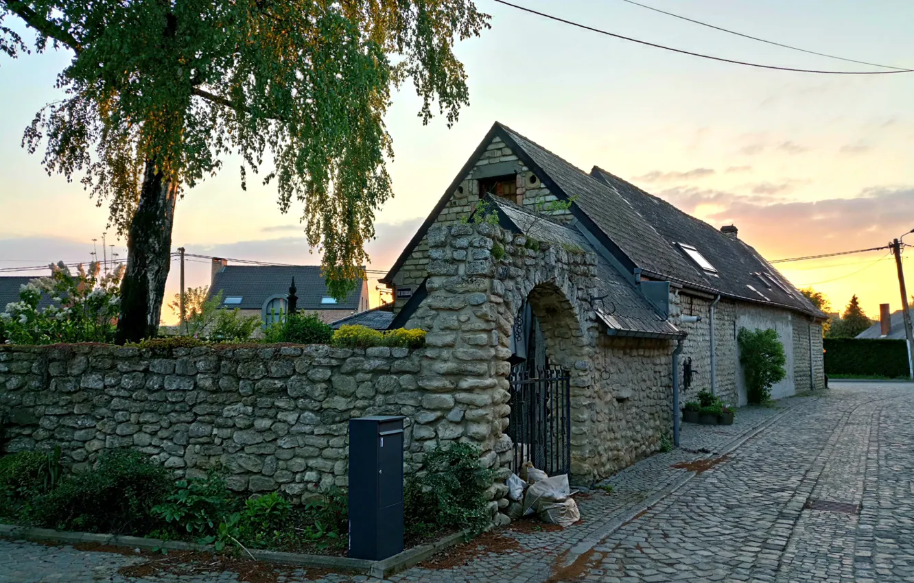 Фото обои House, Light, Landscape, Sunset, beautiful, Old, Belgium, Evening