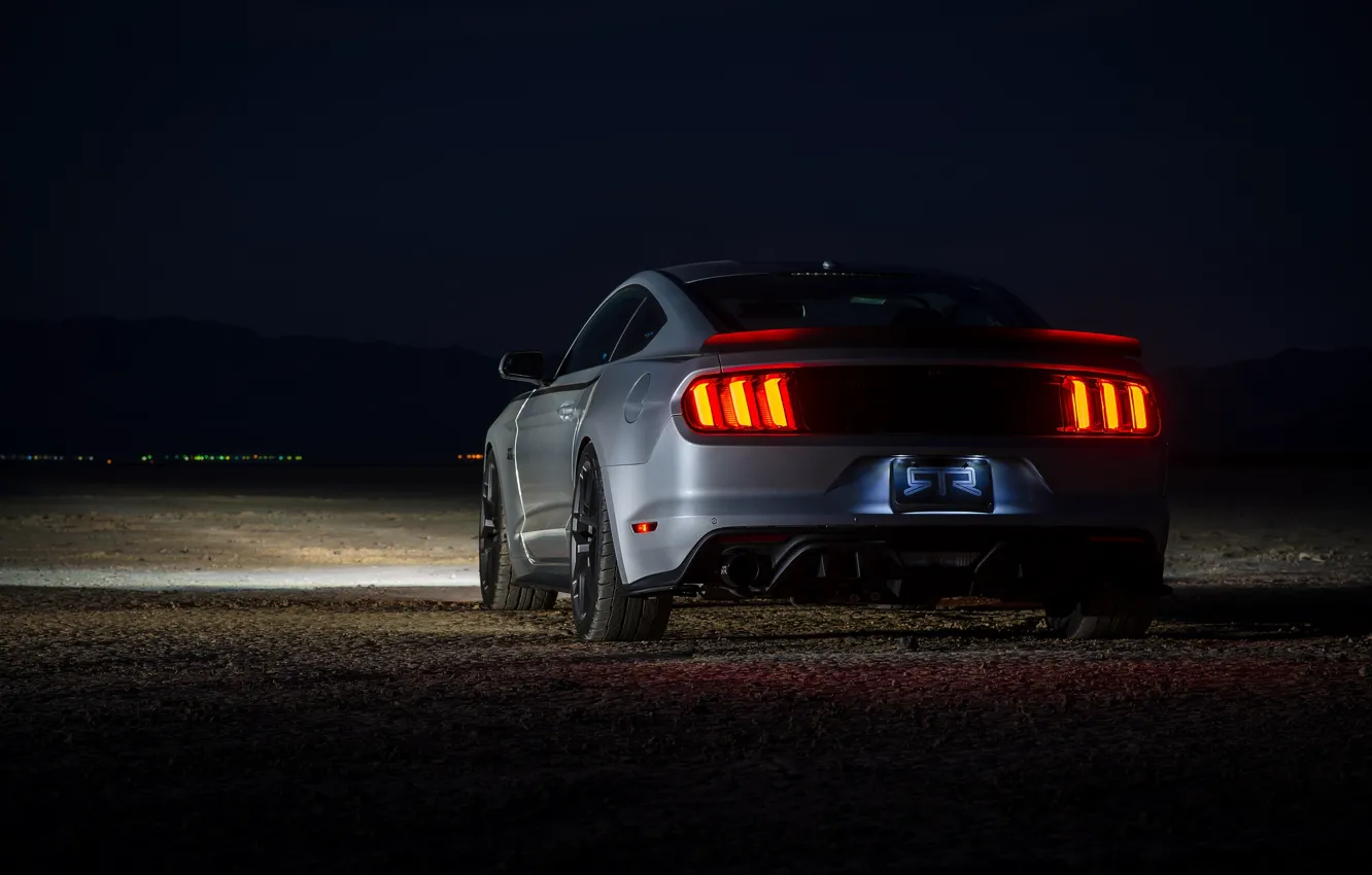 Фото обои Стиль, полумрак, Ford Mustang, вид сзади, RTR, 2017