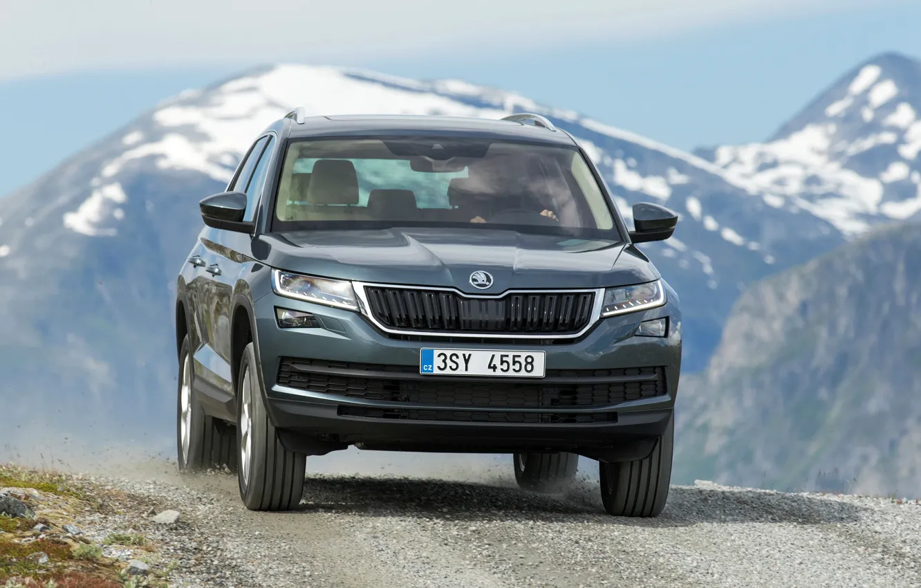 Фото обои снег, вершины, SUV, Škoda, Skoda, 2016, Kodiaq