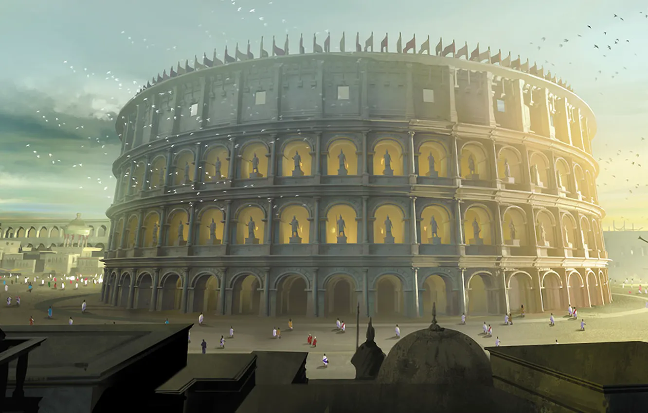 Фото обои art, Colosseum, painting, ancient