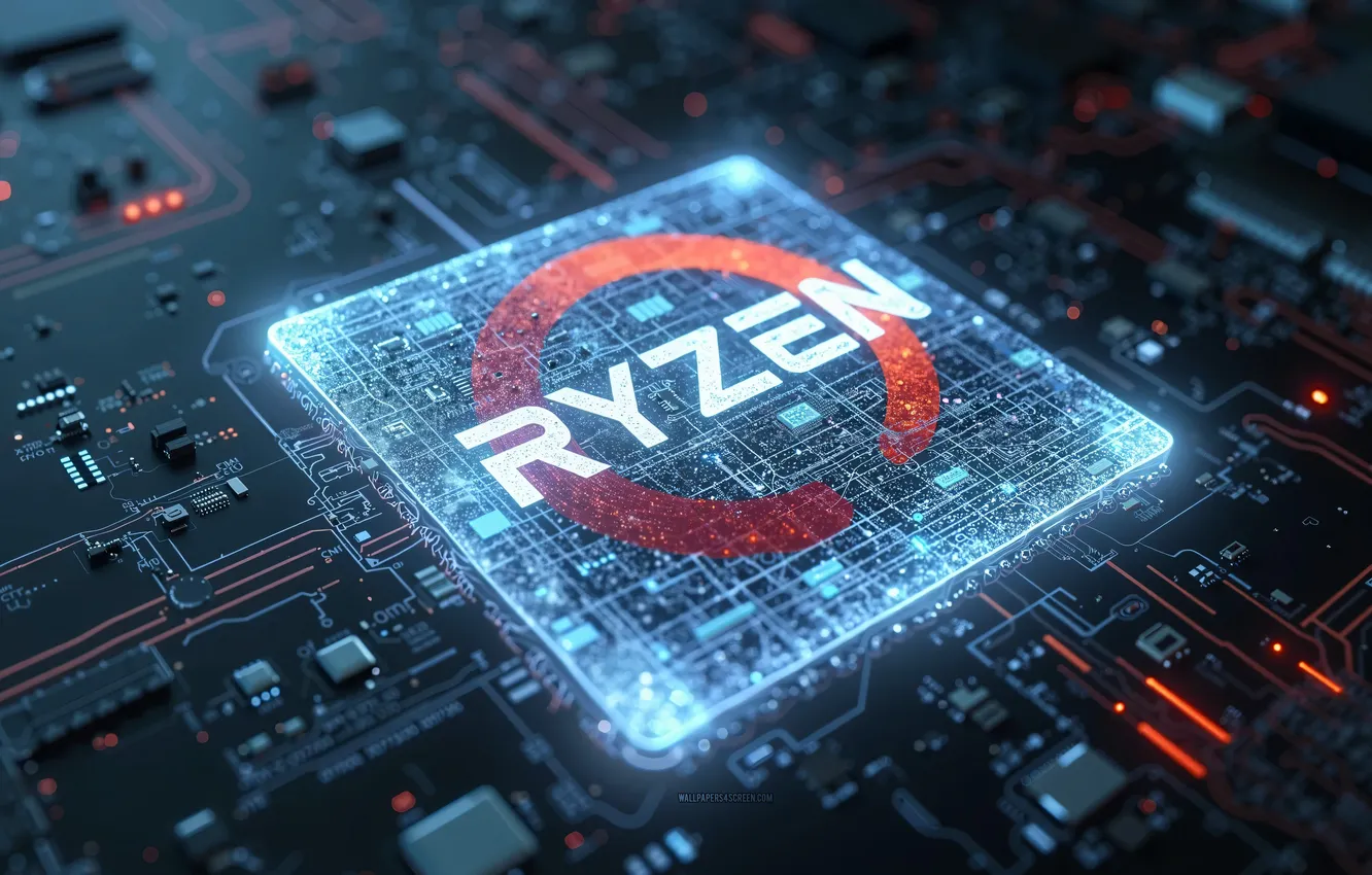 Фото обои hi-tech, processor, chip, Ryzen, Ryzen Logo