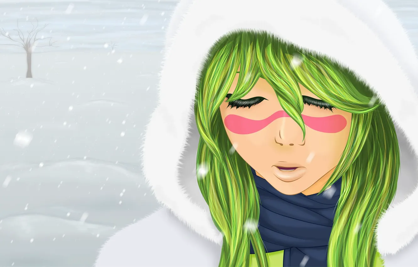 Фото обои зима, девушка, снег, настроение, Bleach