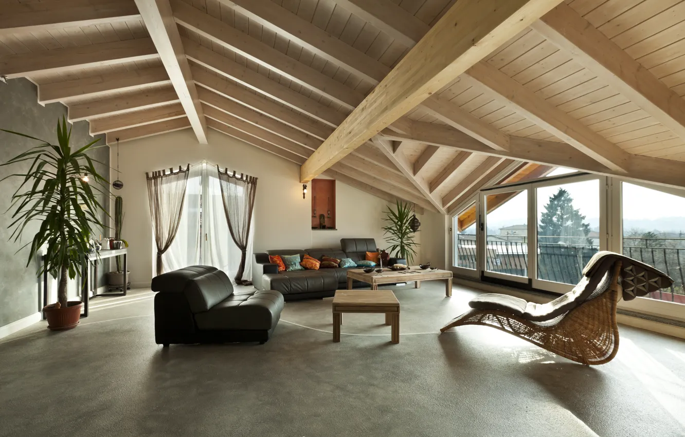 Фото обои стулья, Интерьер, гостиная, living room, chairs, Interior, чердак, деревянное