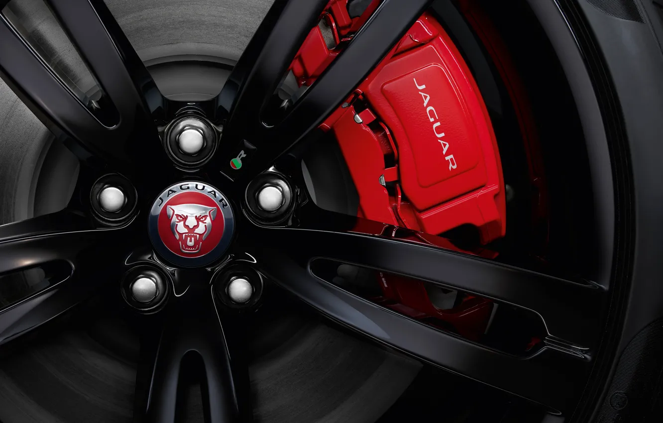 Фото обои морда, Jaguar, логотип, колесо, диск, шина, 2017, крепление