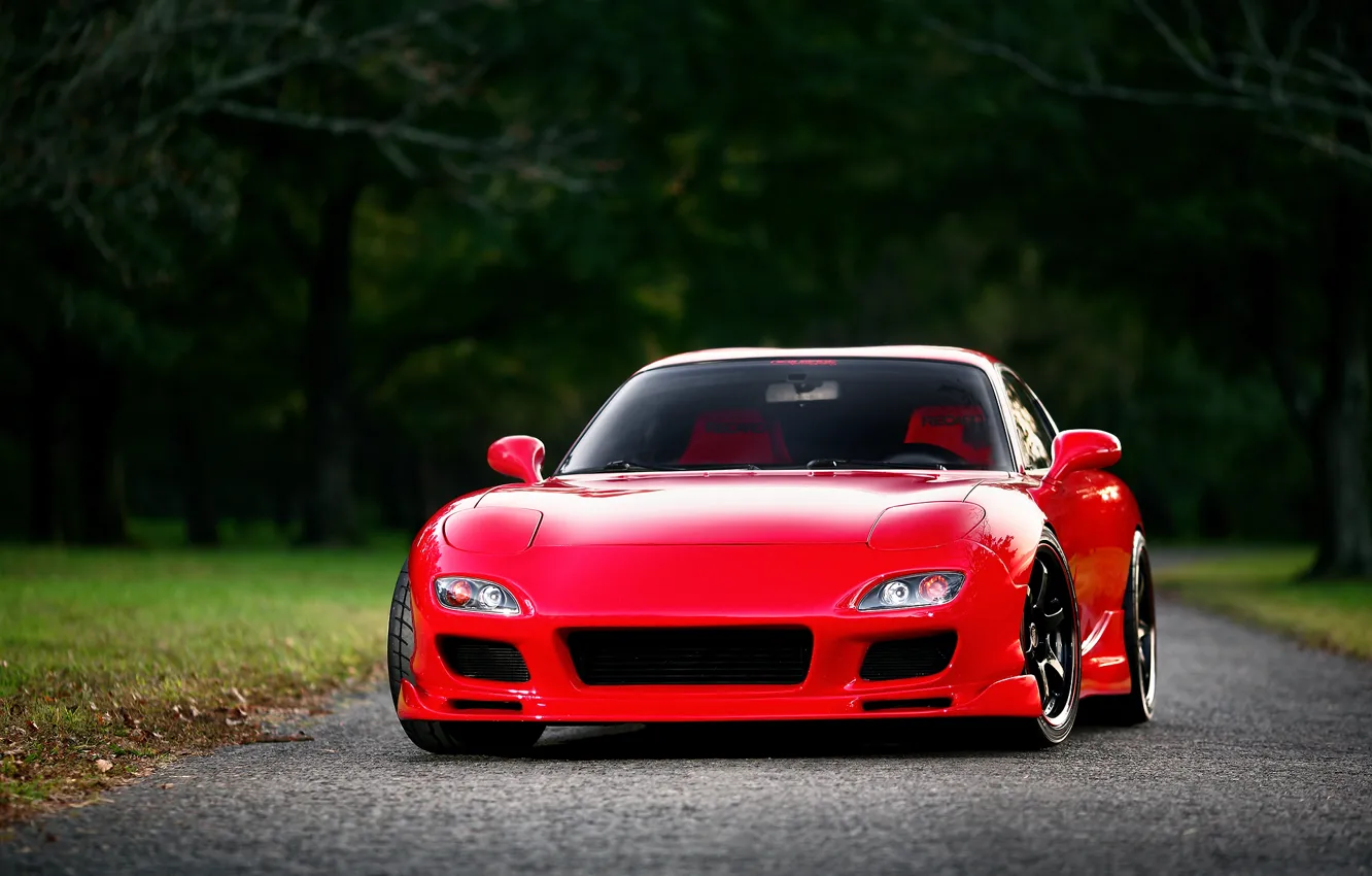 Фото обои red, Mazda, красная, front, мазда, RX-7