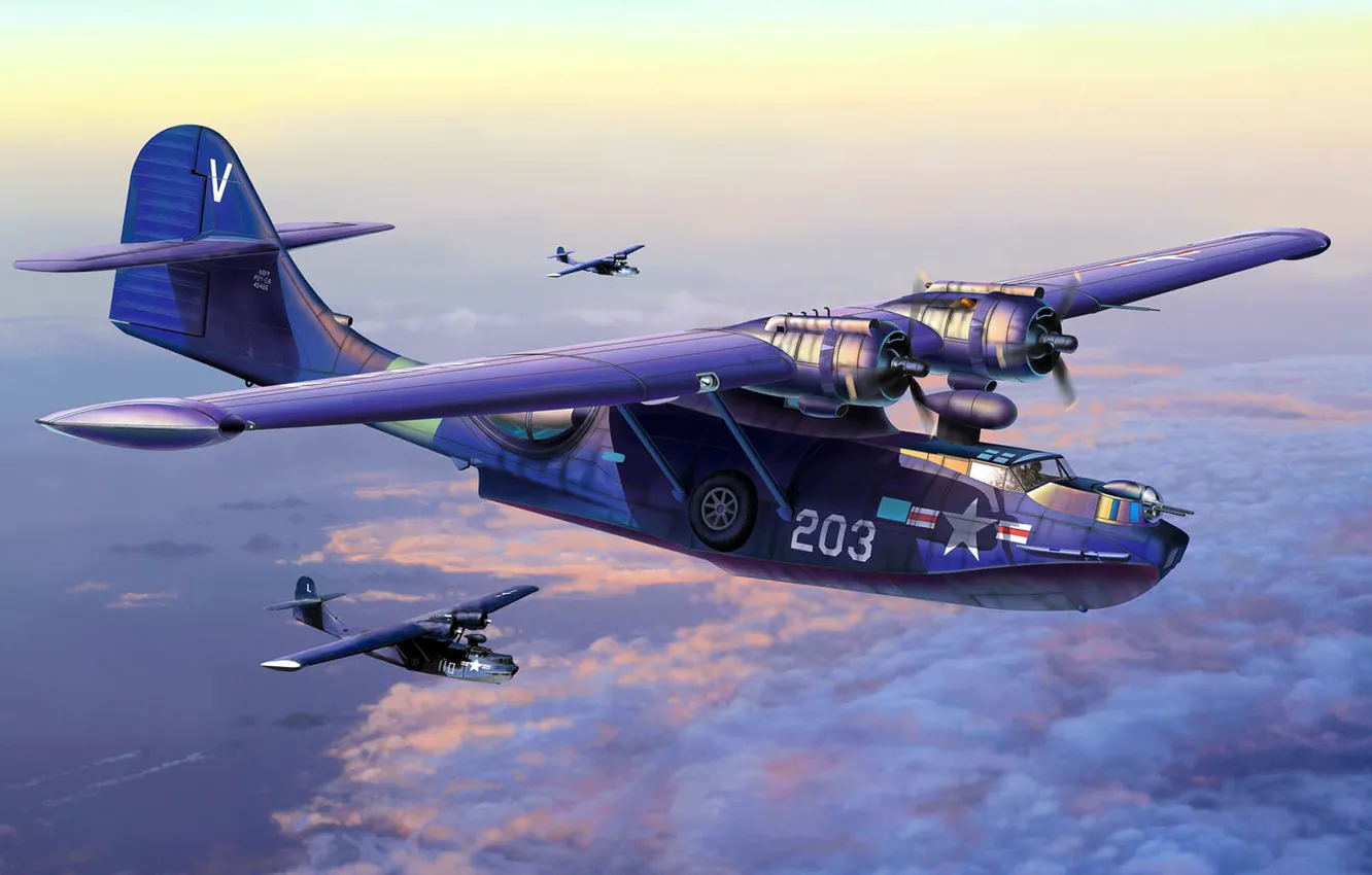Фото обои США, бомбардировщик, гидросамолет, Danijel Frka, самолёт-разведчик, US NAVY, противолодочный самолет, PBY-5A Catalina