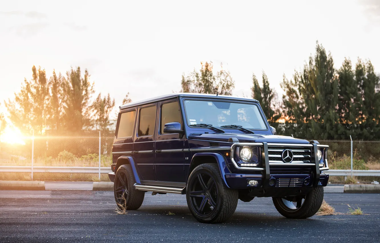 Фото обои Синий, Тюнинг, Мерседес, AMG, Диски, Внедорожник, Гелик, G-class