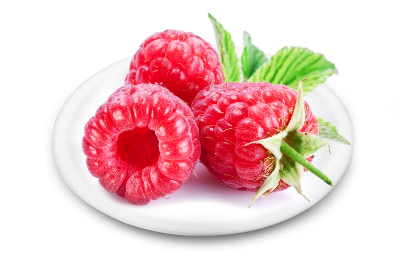 Фото обои ягоды, малина, тарелка