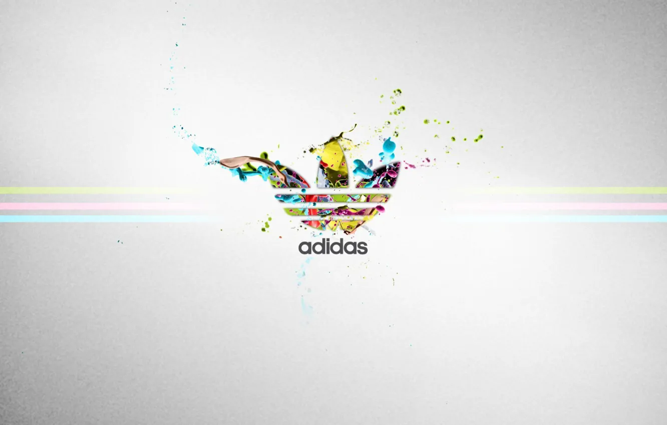 Фото обои цвета, полосы, надпись, спорт, логотип, серый фон, adidas, фирма