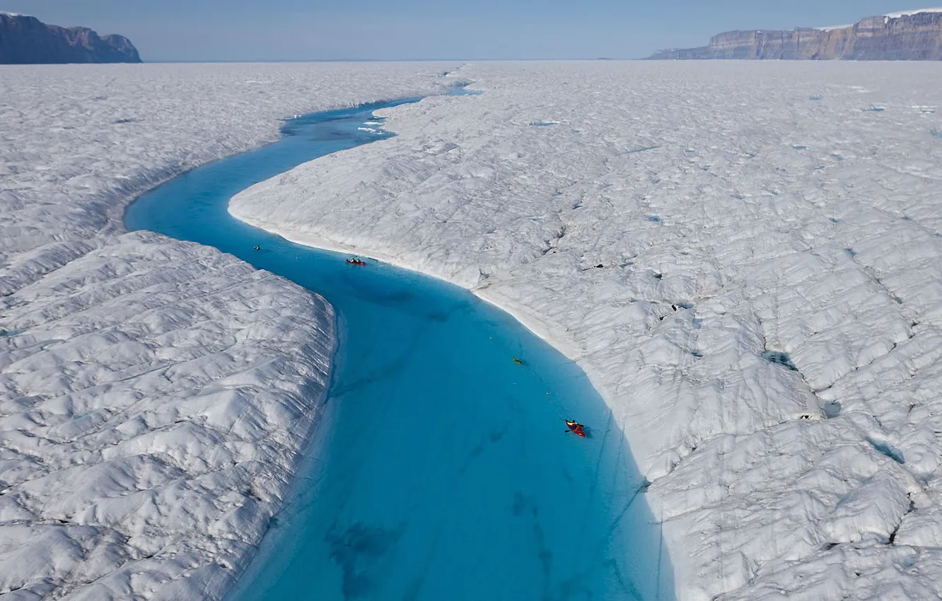 Фото обои Голубая река, ледник Петерманн, Гренландия