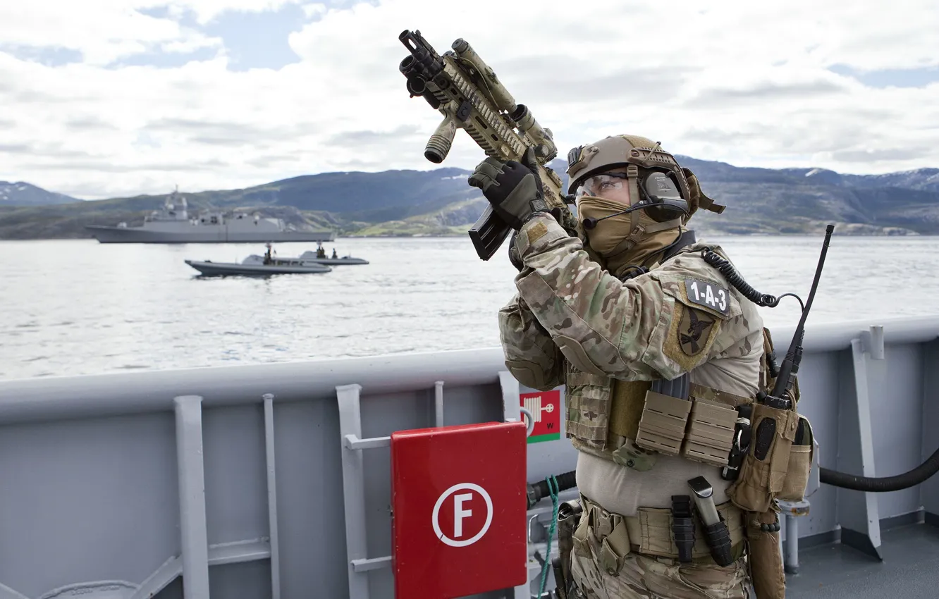 Фото обои оружие, солдат, морской, спецназ, военно, норвежский