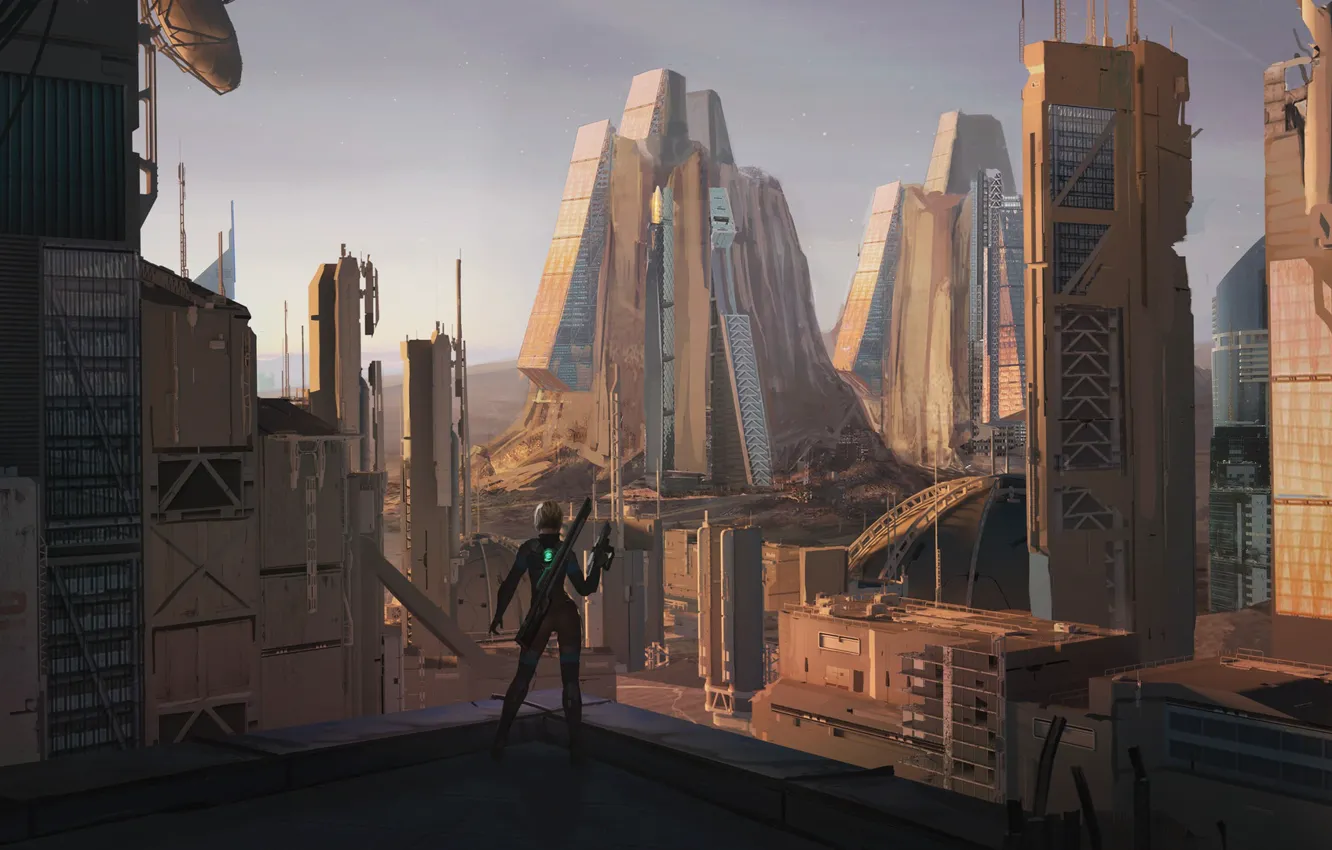 Фото обои город, женщина, Recall, Coperta Cyberpunk