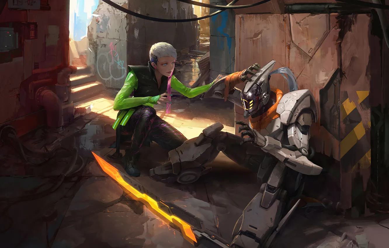 Фото обои robot, Illustration, project, empathy, LingerS, awareness, Amnesia Master YI