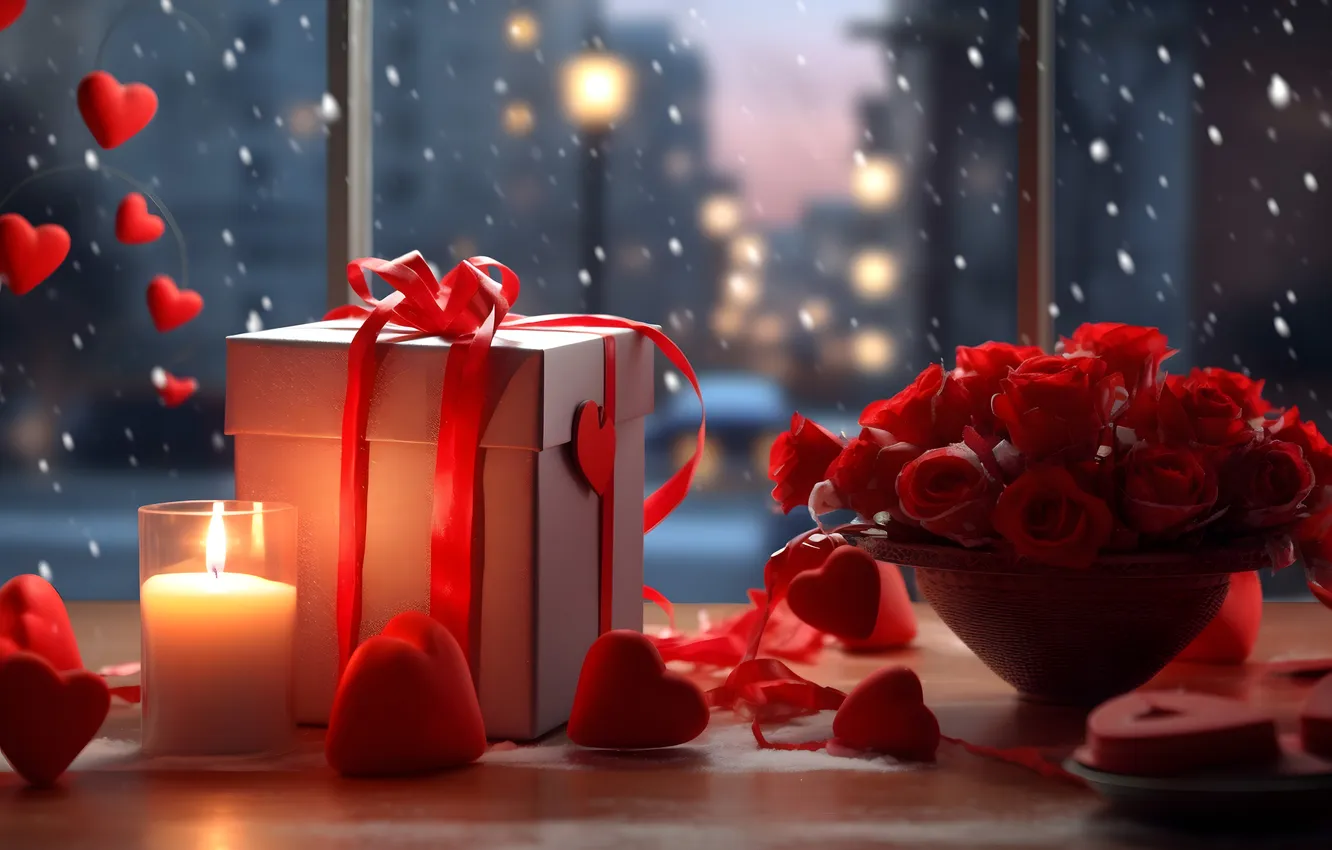 Фото обои любовь, цветы, подарок, романтика, сердце, розы, love, happy