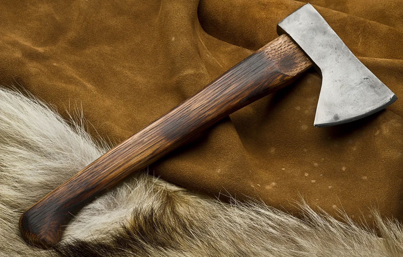 Фото обои axe, metal, wood, painted, treated wood